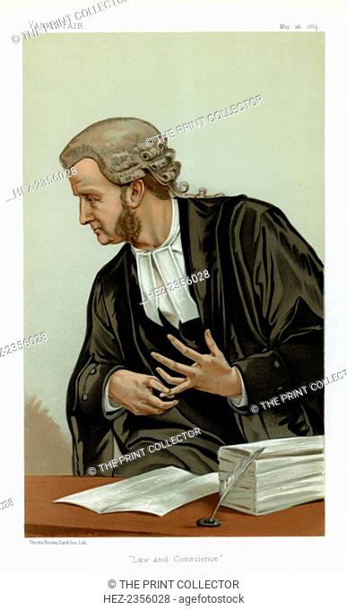 'Law and Conscience', 1883. Richard Everard Webster QC, British barrister, politician and judge. Webster (1842-1915) became a QC in 1878