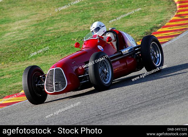 MUGELLO, ITALY - 2007: Unknown run with Vintage Maserati Grand Prix Cars on Mugello Circuit at the Event of Ferrari Racing Days Year 2007, Italy