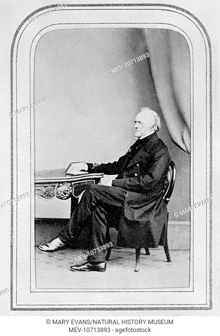 Portrait of Sir Charles Lyell, a Scottish born lawyer turned geologist, and author of The Geological Evidence of the Antiquity of Man (1863)
