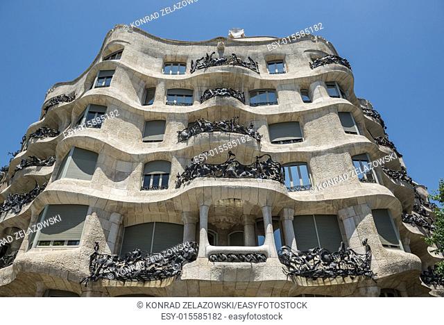 Casa Mila building by Gaudi in Barcelona, Spain