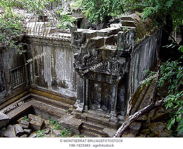 Beng Mealea Temple ruins in Cambodia, high angle
