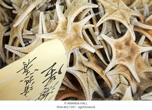 Dried starfish for sale in seafood shop, Chinatown, Singapore, South East Asia