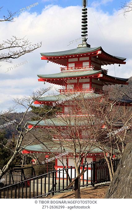Japan, Fuji Five Lakes, Shimo-Yoshida, Chureito Pagoda,