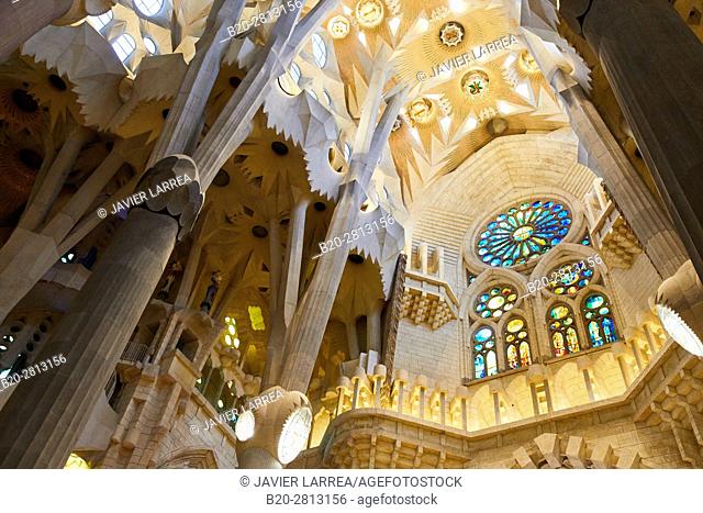 La Sagrada Familia Church, by the architect Antoni Gaudi, Eixample district, Barcelona, Catalonia, Spain