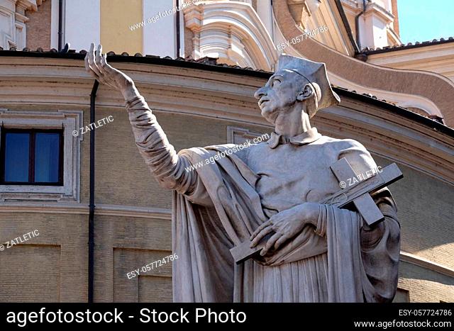 Statue of Saint Charles Borromeo by Attilio Selva, Basilica dei Santi Ambrogio e Carlo al Corso, Rome, Italy