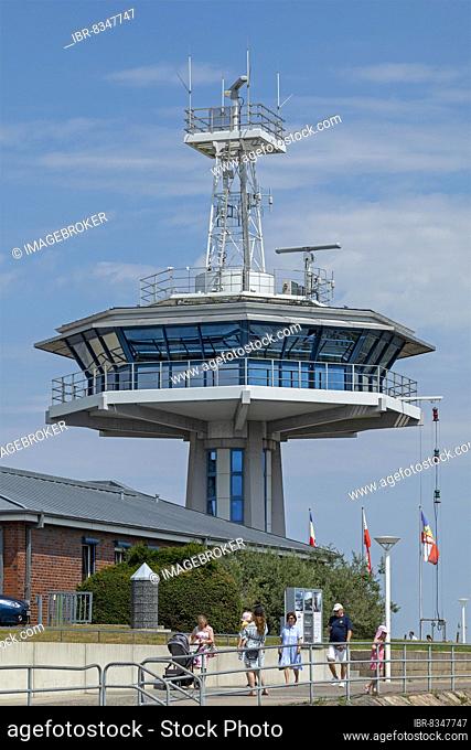 Radar tower in the harbour entrance, Travemünde, Lübeck, Schleswig-Holstein, Germany, Europe