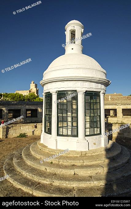capilla de San Sebastián, isla del Lazareto, Illa del Llatzeret, interior del puerto de Mahón, Menorca, balearic islands, Spain