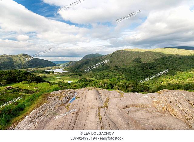 nature and landscape concept - view to Killarney National Park valley in ireland