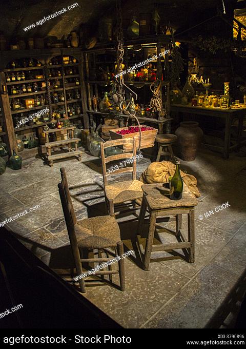 props from the set of the movie Le Parfum, Story of a Murderer, Musee des miniatures et decors du cinema, Lyon, France