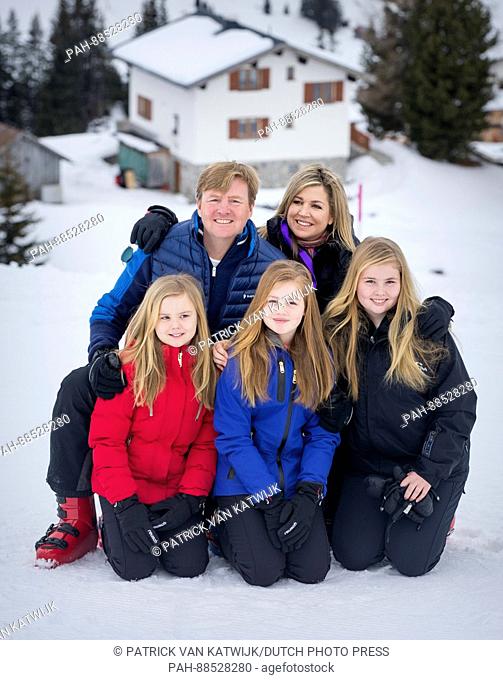 King Willem-Alexander and Queen Maxima, Princess Amalia, Princess Alexia and Princess Ariane of The Netherlands pose for the media during the annual photo...