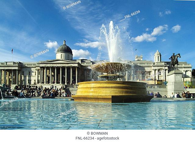 Fountain at city square, Trafalgar Square, London, England