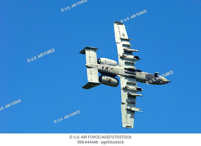 An A-10 Thunderbolt II from Barksdale Air Force Base, La., approaches a target on May 16, 2006, called in by a joint terminal air controller during urban combat...