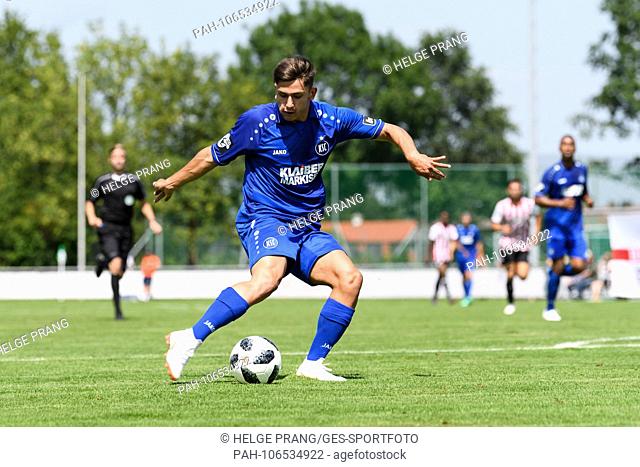 goal to 1: 0, goalkeeper Malik Batmaz (KSC). GES / football / 3rd league: Karlsruher SC - FC Brentford, friendly match in Grassau, season 2018/19, 14