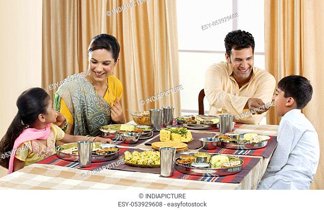 Gujarati family having lunch