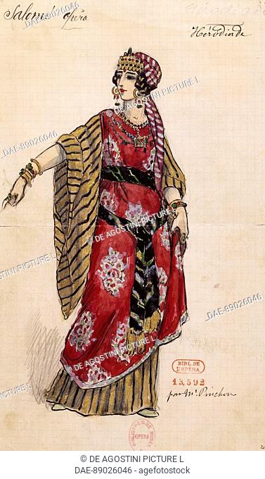 Herodias, sketch by Joseph Porphyre Pinchon (1871-1953) for Salome, by Richard Strauss (1864-1949), performed the Opera Garnier in Paris, May 3, 1910