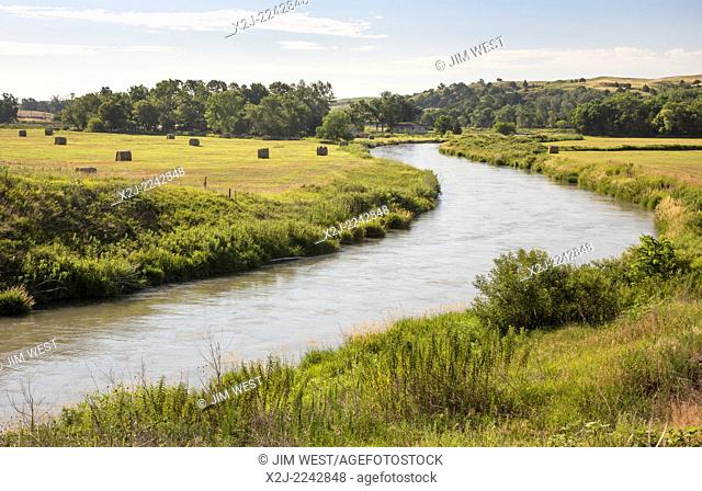 Thedford, Nebraska - The Middle Loup River in the Nebraska Sandhills. The sandhills is a prairie region that sits atop the Ogallala Aquifer