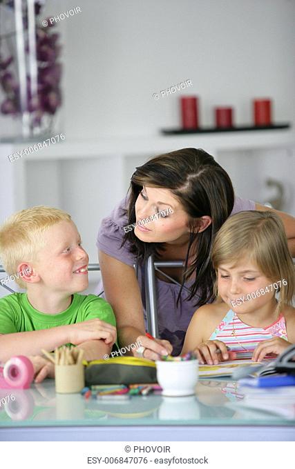 mother spending time with her children