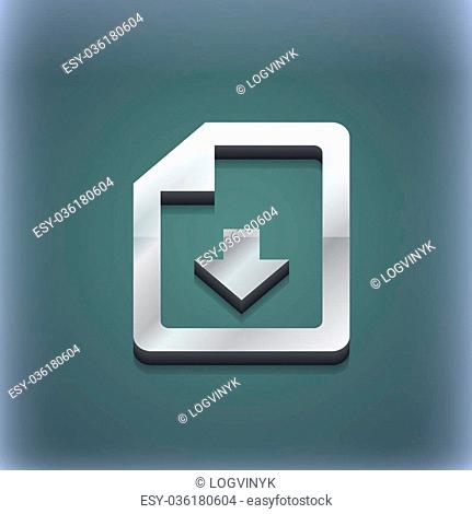import, download file icon symbol. 3D style. Trendy, modern design with space for your text illustration. Raster version