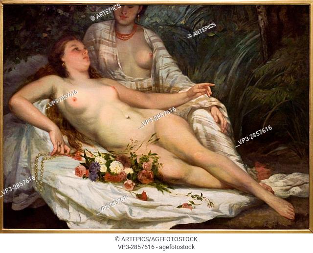Gustave Courbet - Hector Hanoteau . Baigneuses - Bathers. 1858. XIX th Century. French school. Orsay Museum -Paris