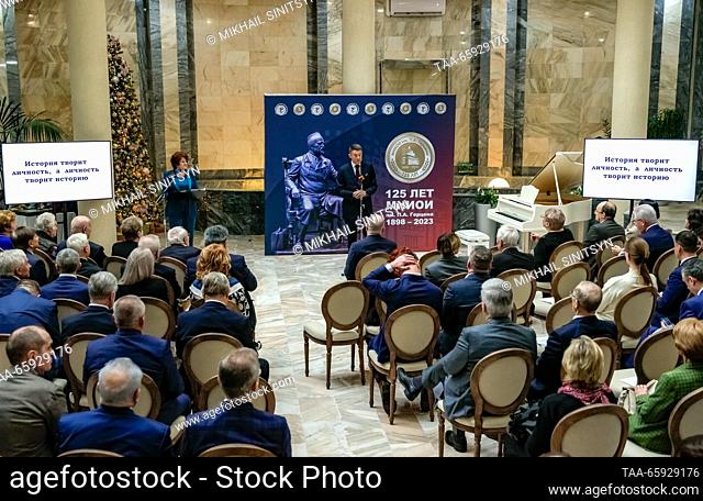 RUSSIA, MOSCOW - DECEMBER 20, 2023: Andrei Kaprin (background), general director at the National Medical Research Radiological Center of the Russian Healthcare...