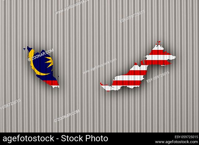 Karte und Fahne von Malaysia auf Wellblech - Map and flag of Malaysia on corrugated iron