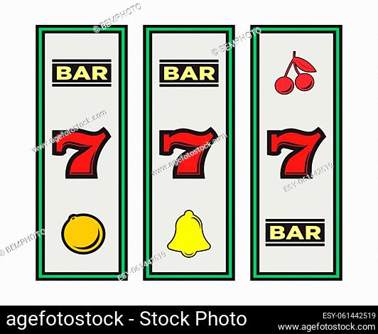 Slot machine casino elements on white background - Vector illustration