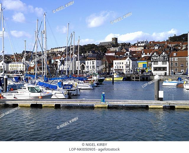 England, North Yorkshire, Scarborough, A view across Scarborough yacht marina