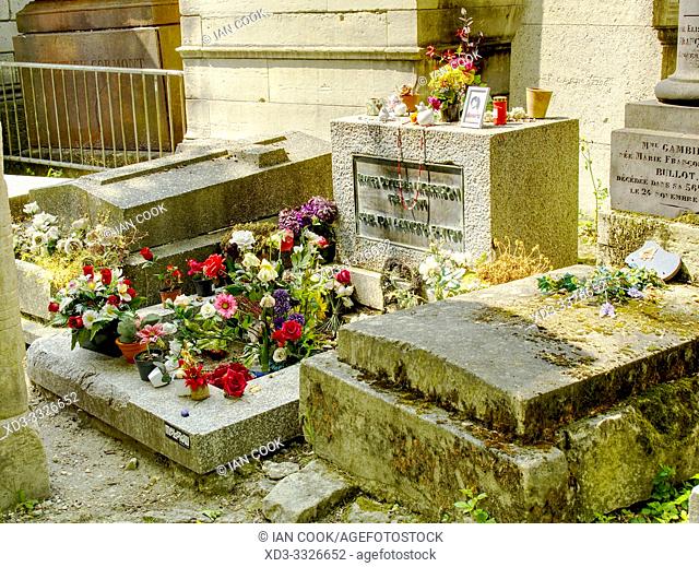 grave of Jim Morrison, Pere Lachaise Cemetery, Paris, France