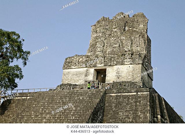 Temple II top part (700dC). Mayan ruins of Tikal. Peten region, Guatemala