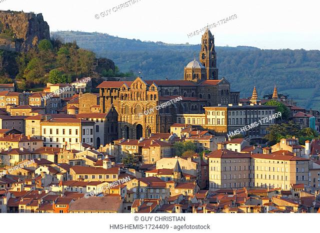 France, Haute Loire, Le Puy en Velay, a stop on el Camino de Santiago, the cathedral of Our Lady of the Annunciation of the 12th century