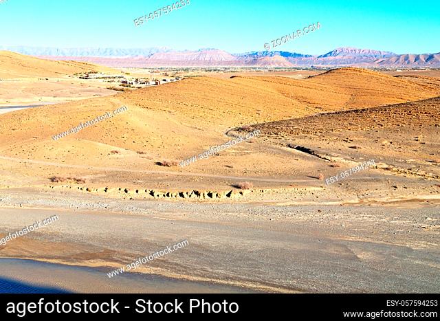 in  valley morocco     africa the atlas dry mountain ground isolated hill