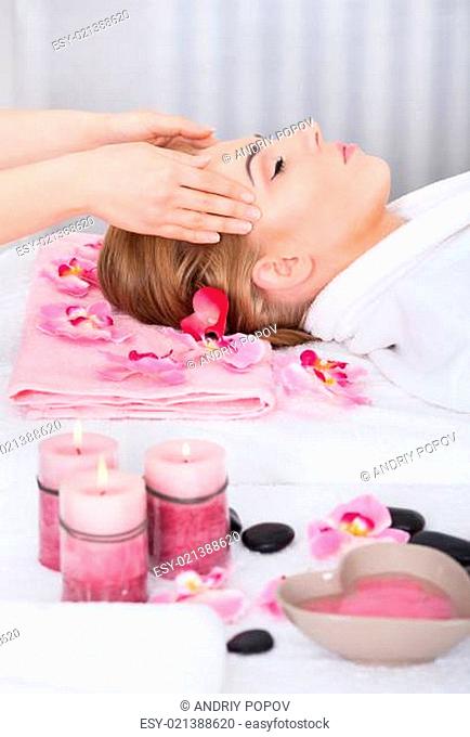 Young Woman Getting Head Massage