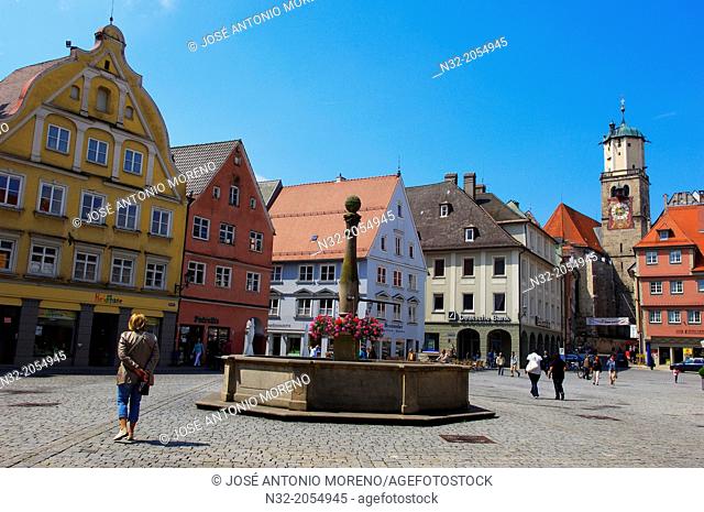 Memmigen, Allgau, market place, Market Square, Allgaeu region, Swabia, Germany, Bavaria,