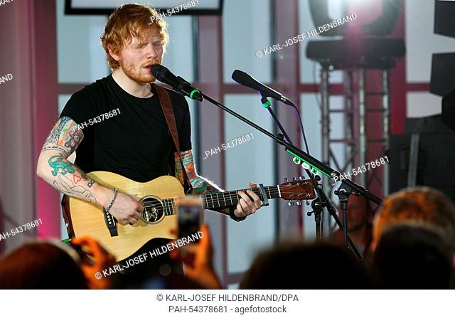 British singer Ed Sheeran performs in the mountain restaurant on top of the Zugspitze mountain near Grainau, Germany, 15 December 2014