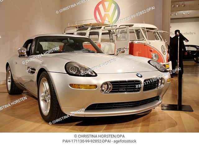 A BMW Z8 which used to be owned by former Apple CEO Steve Jobs can be seen during a preview of the objects for auction at Sotheby's in New York, US