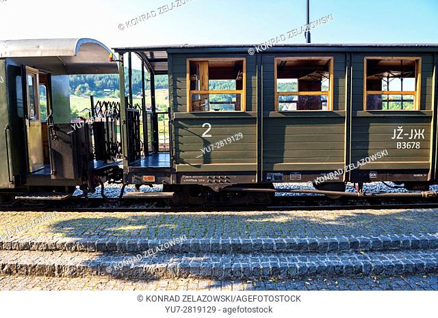 old wagon on Sargan Vitasi - end station of Sargan Eight narrow-gauge heritage railway in Serbia, runs from Mokra Gora village