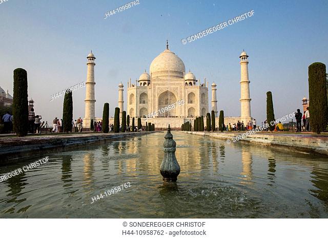 Taj Mahal, Agra, Uttar Pradesh, mausoleum, Asia, minaret, park, pond