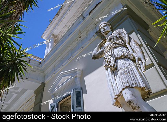 Sculpture next to Achilleion palace built in Gastouri on the Island of Corfu for the Empress Elisabeth of Austria, also known as Sisi, Greece