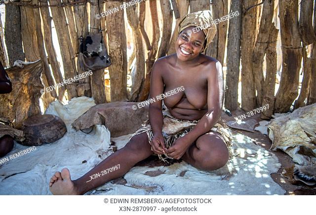 Damaran women at the Damara Living Museum in Twyfelfontein, located in the southern region of Namibia, Africa