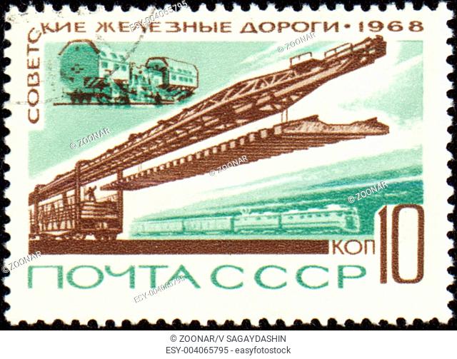USSR - CIRCA 1968: A stamp printed in USSR devoted to the soviet rail roads