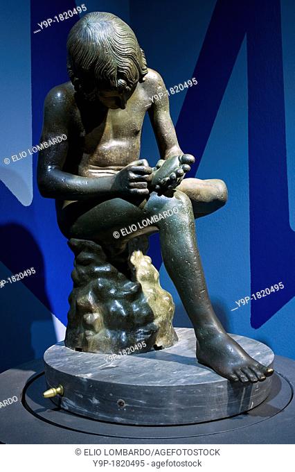 Bronze Statue known as Spinario or Boy with Thorn  Caesarian or early Augustan Age  Capitoline Museums, Rome, Italy