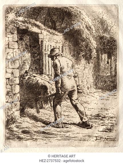 Peasant with a Wheelbarrow, 1855. Creator: Jean-François Millet (French, 1814-1875)