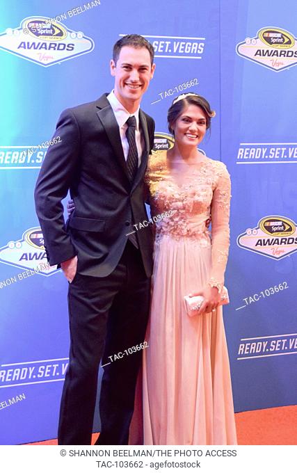 Joey and Brittany Logano walk the red carpet at the NASCAR Awards on December 2nd 2016 at the Wynn in Las Vegas, NV