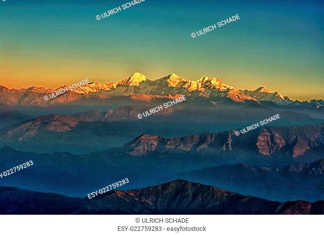 himalayan mountains view from Mt. Shivapuri