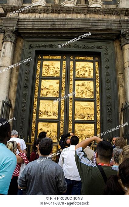 Ghiberti's door, the gates of paradise, east door of the Battistero Baptistry, Florence Firenze, Tuscany, Italy, Europe
