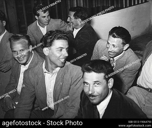 On Trial For Mass Killing.Members of the gang in the dock during the first day of the trial. At left background is Giuseppe Cuccinella and at right in the...