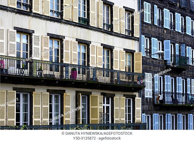 Rue Saint Hérem facades, Clermont-Ferrand, Puy-de-Dôme, Auvergne, Auvergne-Rhône-Alpes, France, Europe