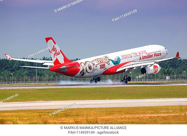 Kuala Lumpur, Malaysia – 21. January 2018: Air Asia Airbus A330-300 at Kuala Lumpur airport (KUL) in Malaysia. | usage worldwide