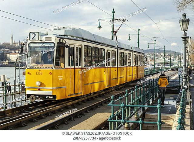 Traditional tram in Budapest, Hungary