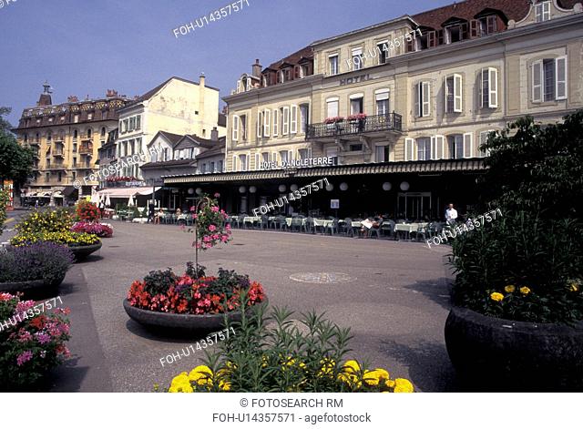 hotel, outdoor cafT, Switzerland, Lausanne, Ouchy, Vaud, Outdoor cafT at Hotel d' Angleterre